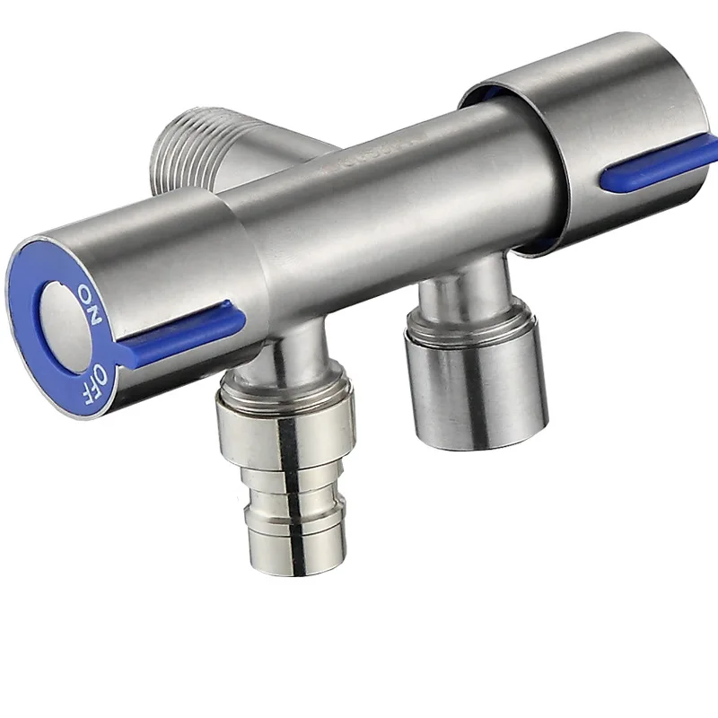 Factory wholesale 304 stainless steel G1/2 double control angle valve spray gun washing machine quick open water faucet