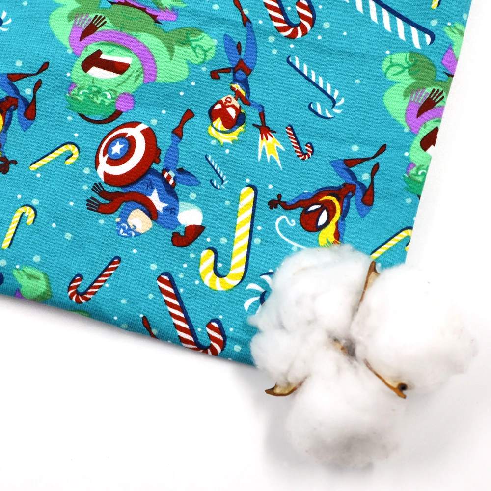 70' 210gsm FAMA Marvel Print Custom Prints And Fabric Available French Terry Fabric High Quality Wholesale Sewing Fabric