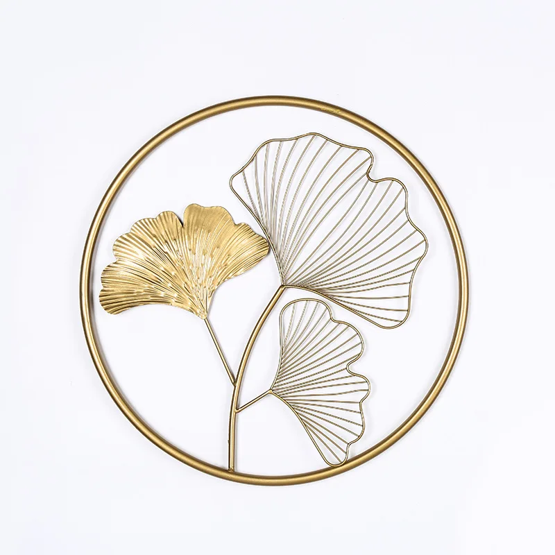 Fancy gold leaf 3d metal wall art decoration for home luxury bedroom wall hanging