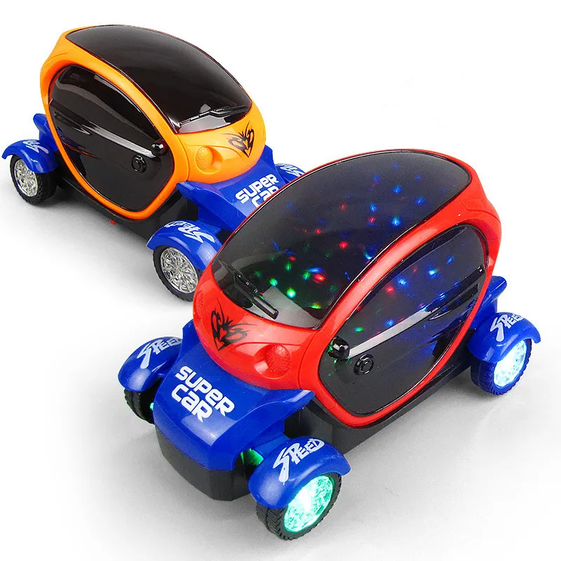 2021 Hot Stunt Rolling Car 3d Light Vehicle Music Cartoon Electric Toy Car For Kids