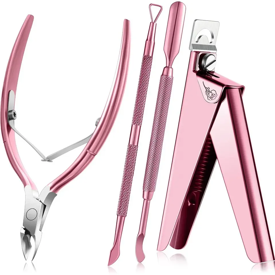 Customizable Stainless Steel French Nail Tips Cutter&Pusher&Cuticle Nipper Rose Gold Color Match Manicure Tools OEM/ODM BeiEn