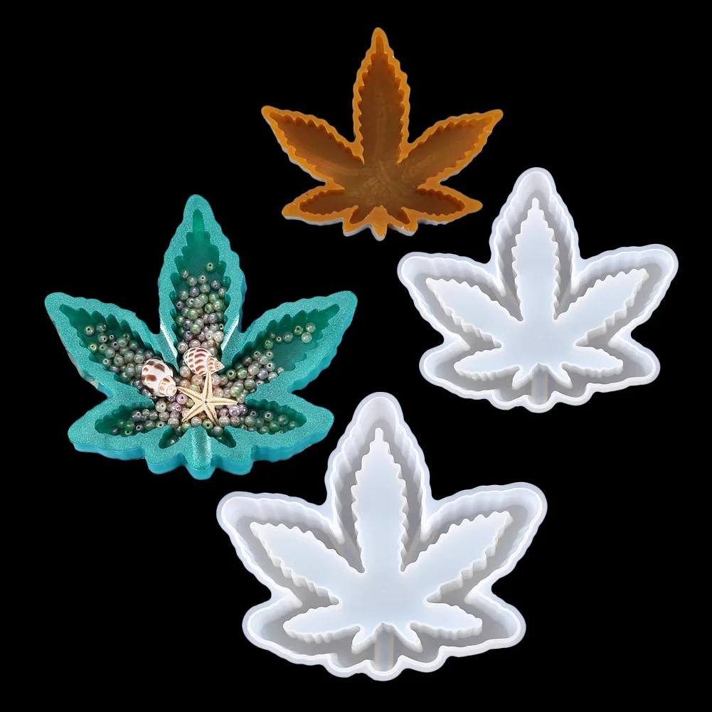 
Amazon Hot Home Decoration Jewelry Storage Leaf Shaped Ashtray Silicone Mold Crystal Hand Made Ashtray Resin Craft Silicone 