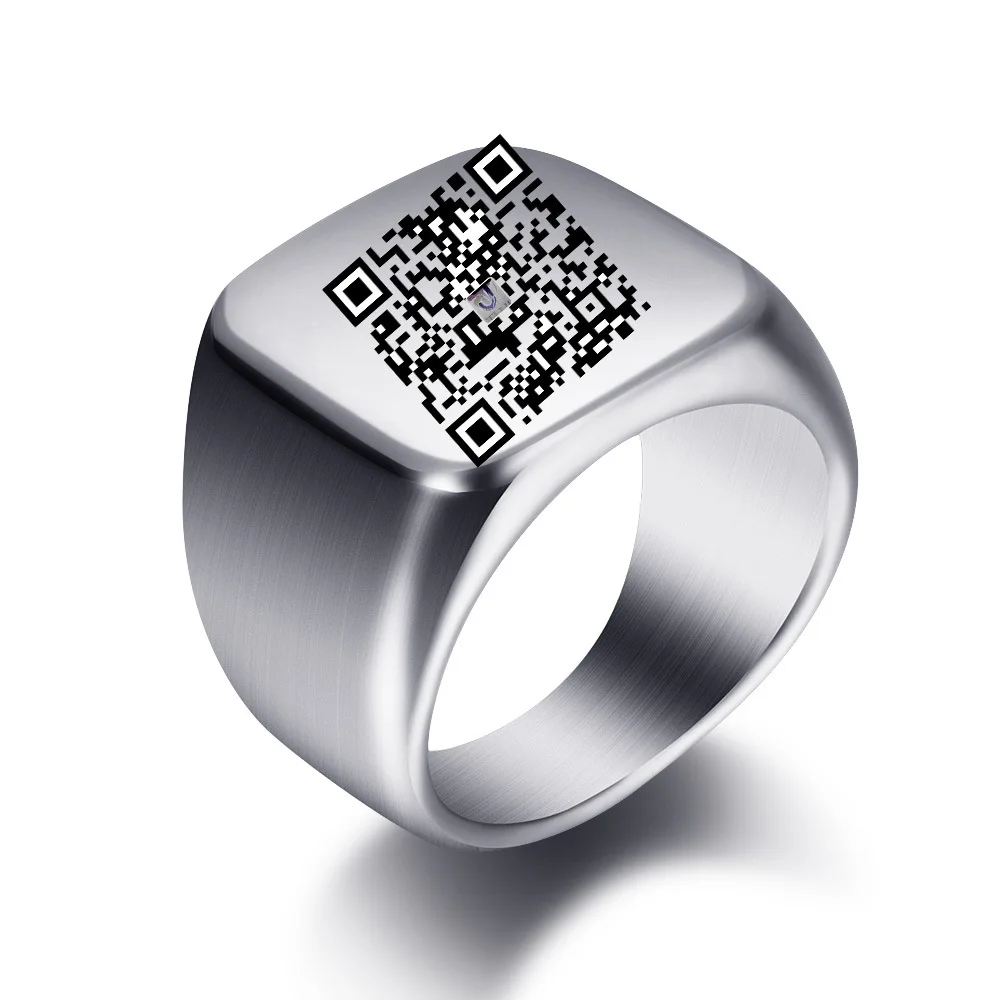 Кольцо из нержавеющей стали с QR-кодом на заказ модное мужское кольцо