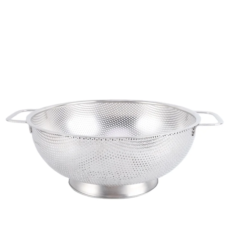 Industrial  Price and High  Quality Kitchen food strainer mesh 304 stainless steel colanders deep strainer basket