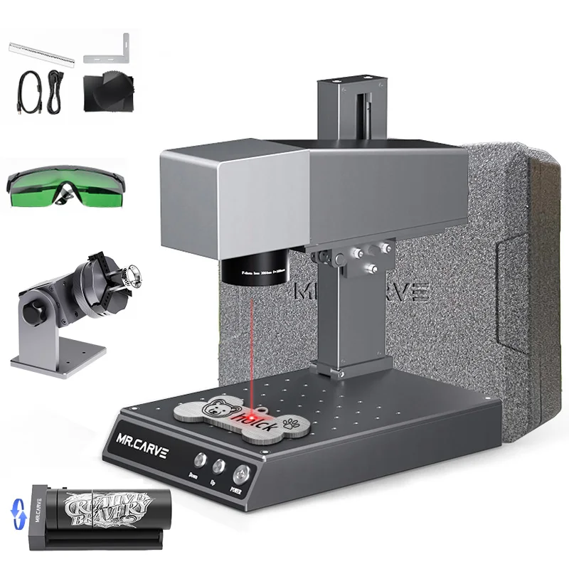MR.CAVER M1 Portable Fiber Metal Engraving Machine High-Precision Desktop Laser Marking for Acrylic Leather Jewelry Plastic