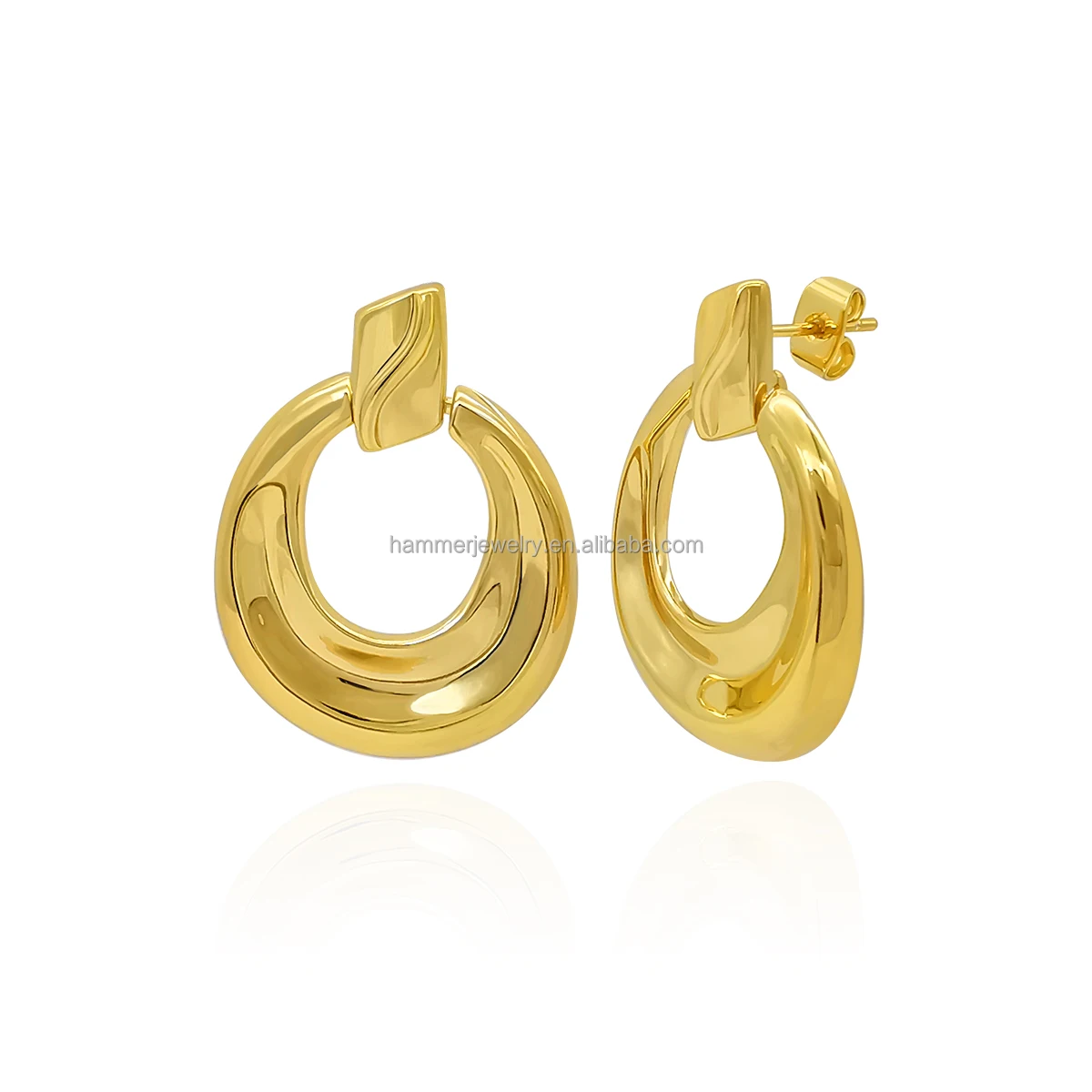 Wholesale 18k Gold Plated Brass earring with Diamond Head oval earring for Girls