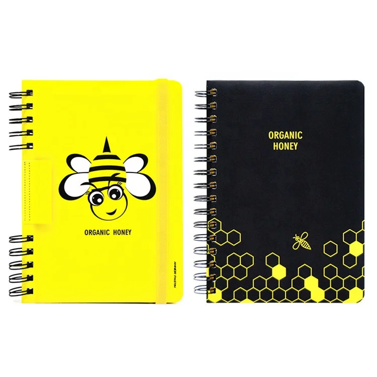A5 Soft PU Cute Bee Wire Binding Hardcover Notebook Journal