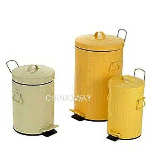 Food Waste Pedal Household Kitchen Outdoor Metal Trash Waste Bin Kitchen Garbage Can with Lid Outdoor