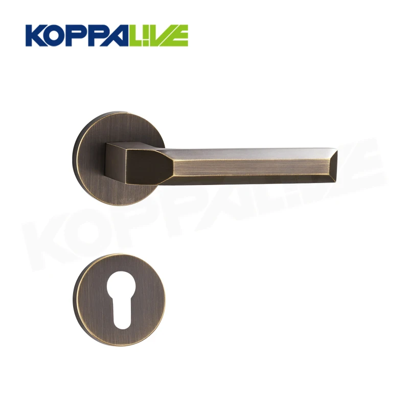 KOPPALIVE Brass Mute Door Lock Set Interior Bedroom Bathroom Safety Entry Wood Door Lever Lock Dummy Handle
