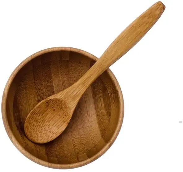 Eco Bamboo Face-Pack Mixing Bowl With Spoon Cute Small Facial Skin Care Mixing Bowl Mini Makeup Cosmetic Beauty