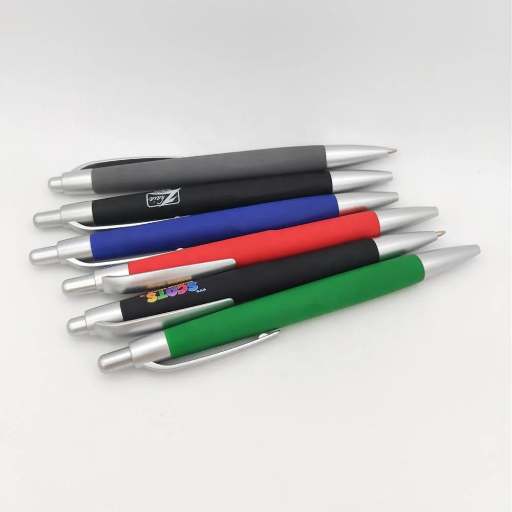 Рекламная реклама на заказ рекламная пластиковая ручка выдвижной логотип с резиновым покрытием очень популярная для