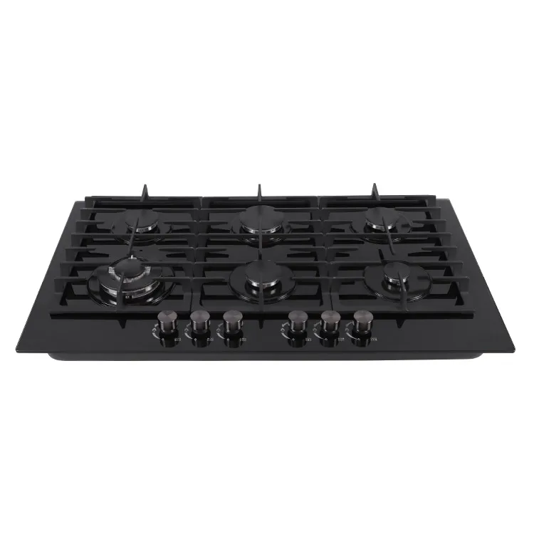 Factory Hot Sale 6 Gas Cooker Burner Stove Temperature Glass Gas Stove 6 Head Stove Build-In Gas Hob