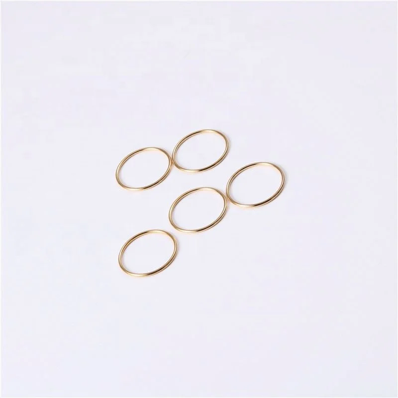 18K Plain Gold Seamless Dainty Line Rings Stainless Steel Trendy Simple Gold Plated Jewelry