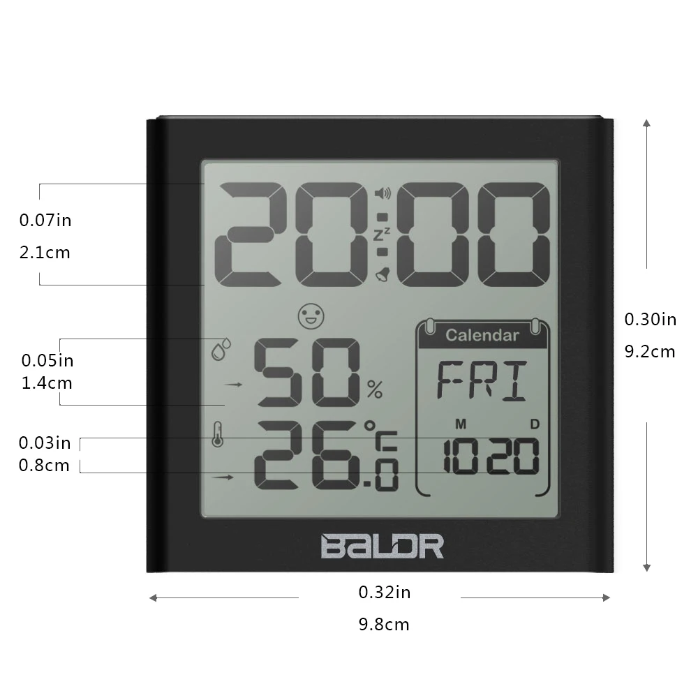 Бальдр B0330STH-V2 цифровые часы с термометром и гигрометром декоративные часы для использования в помещении