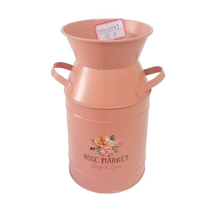 Artificial flower container galvanized iron milk jug metal decorative flower pot home garden decorative container