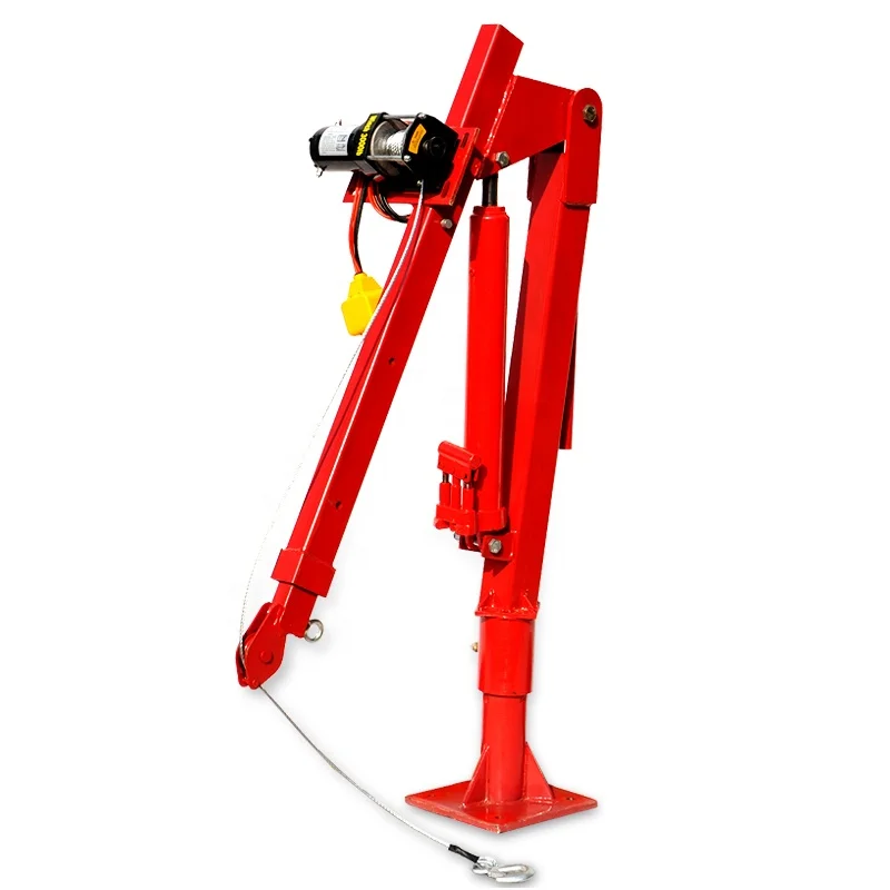 High Quality Small Pickup Truck Crane 500kg 1000kg 1 Ton Mini Truck Mounted Crane With Electric Winch