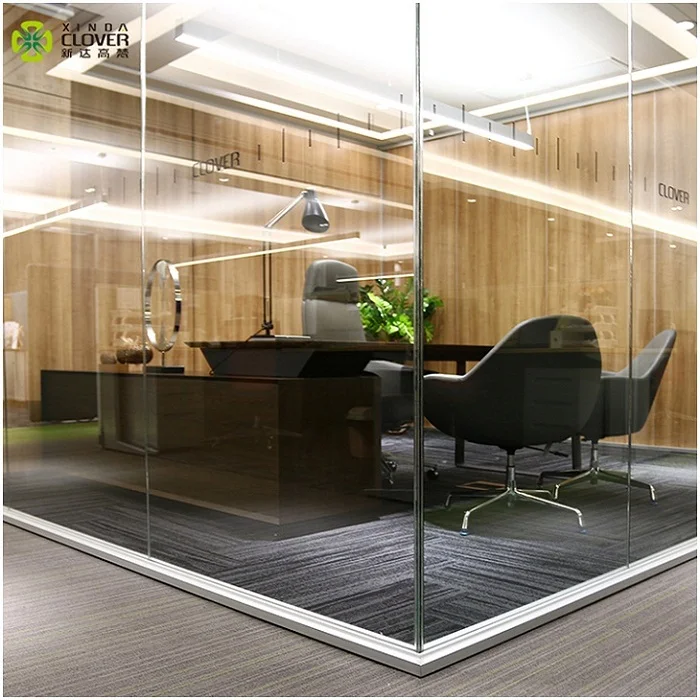 Высокое качество офисное одиночное стекло конфиденциальность офис изготовление на заказ интерьер стеклянная перегородка алюминиевая рамка стеклянные перегородки стены