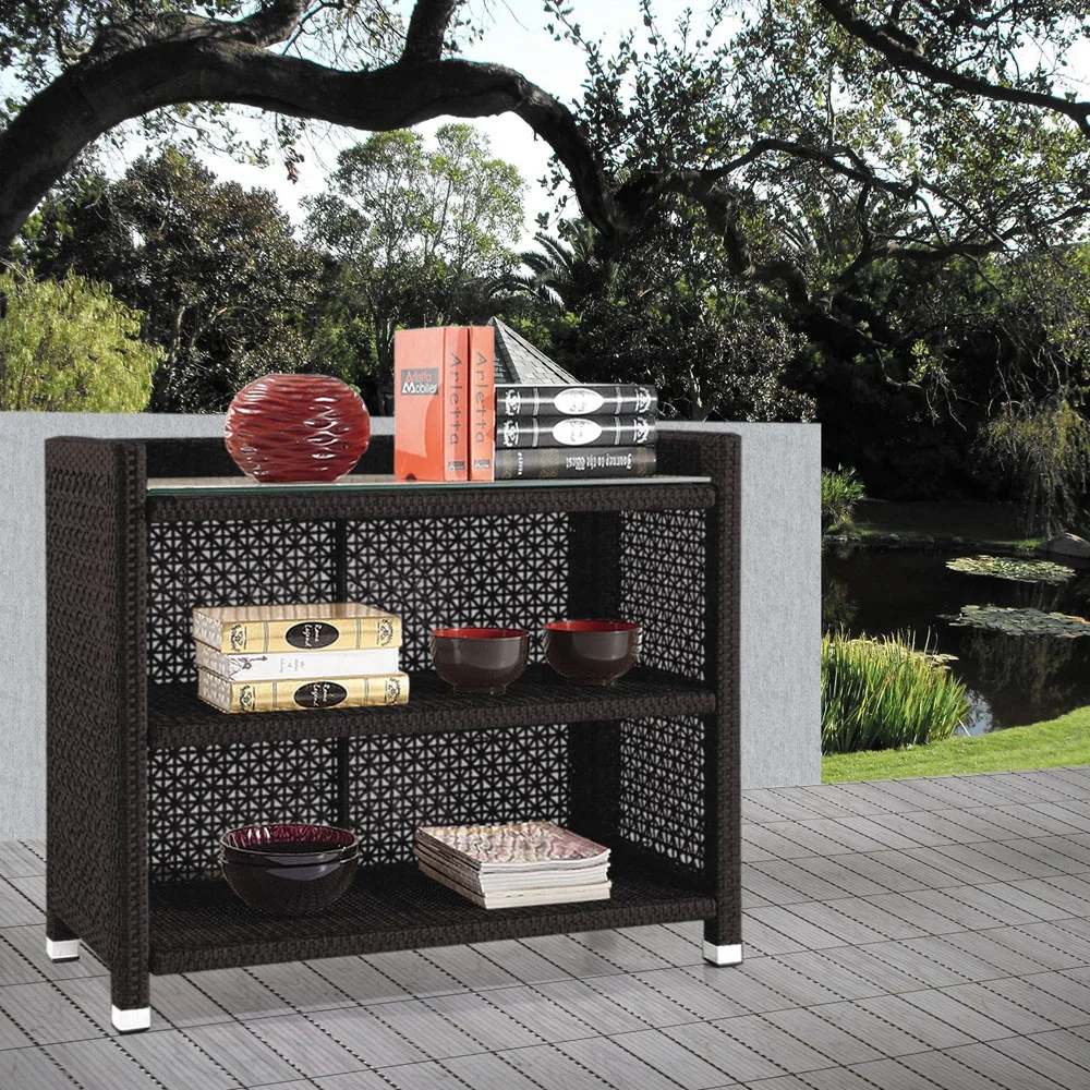 MRCB-0002 Wicker Rattan Garden Outdoor Patio Furniture Accessories Two Drawers Cabinet