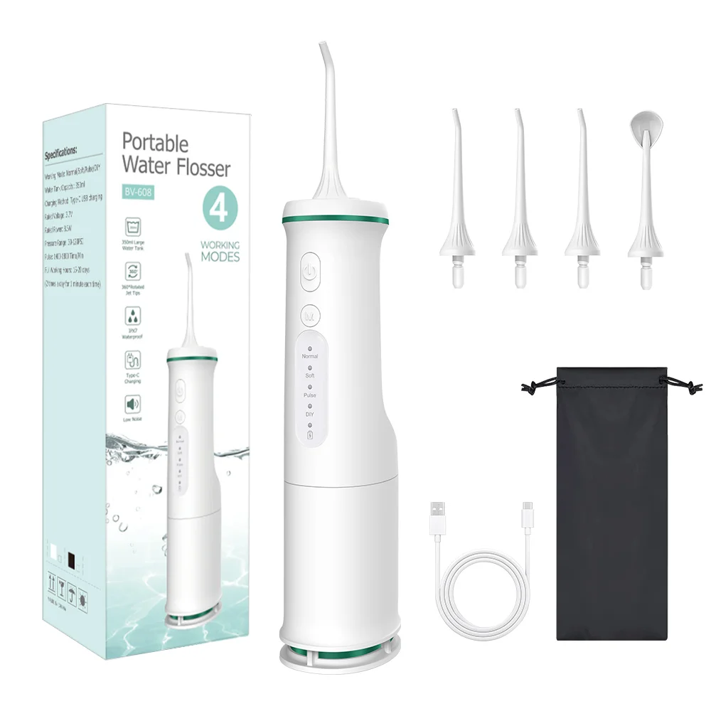New Design Type C Charging Rechargeable Water Irrigator Dental Care Oral Irrigator 300ml & IPX7 Waterproof Water Flosser