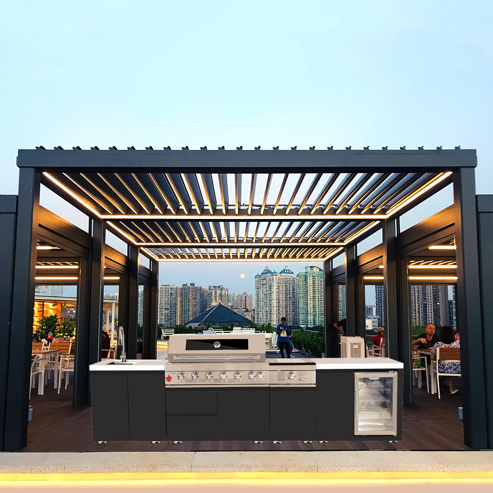 Outdoor Waterproof Bioclimatic Pergola Cover Aluminum Louvered Pergola Durable & Stylish Arches Arbours Pergolas & Bridge