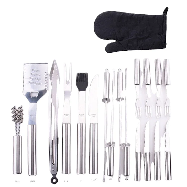Новый дизайн уличный уголь из нержавеющей стали 18 шт. набор инструментов для барбекю гриля с алюминиевым прочным 18 шт. набор инструментов для барбекю гриля