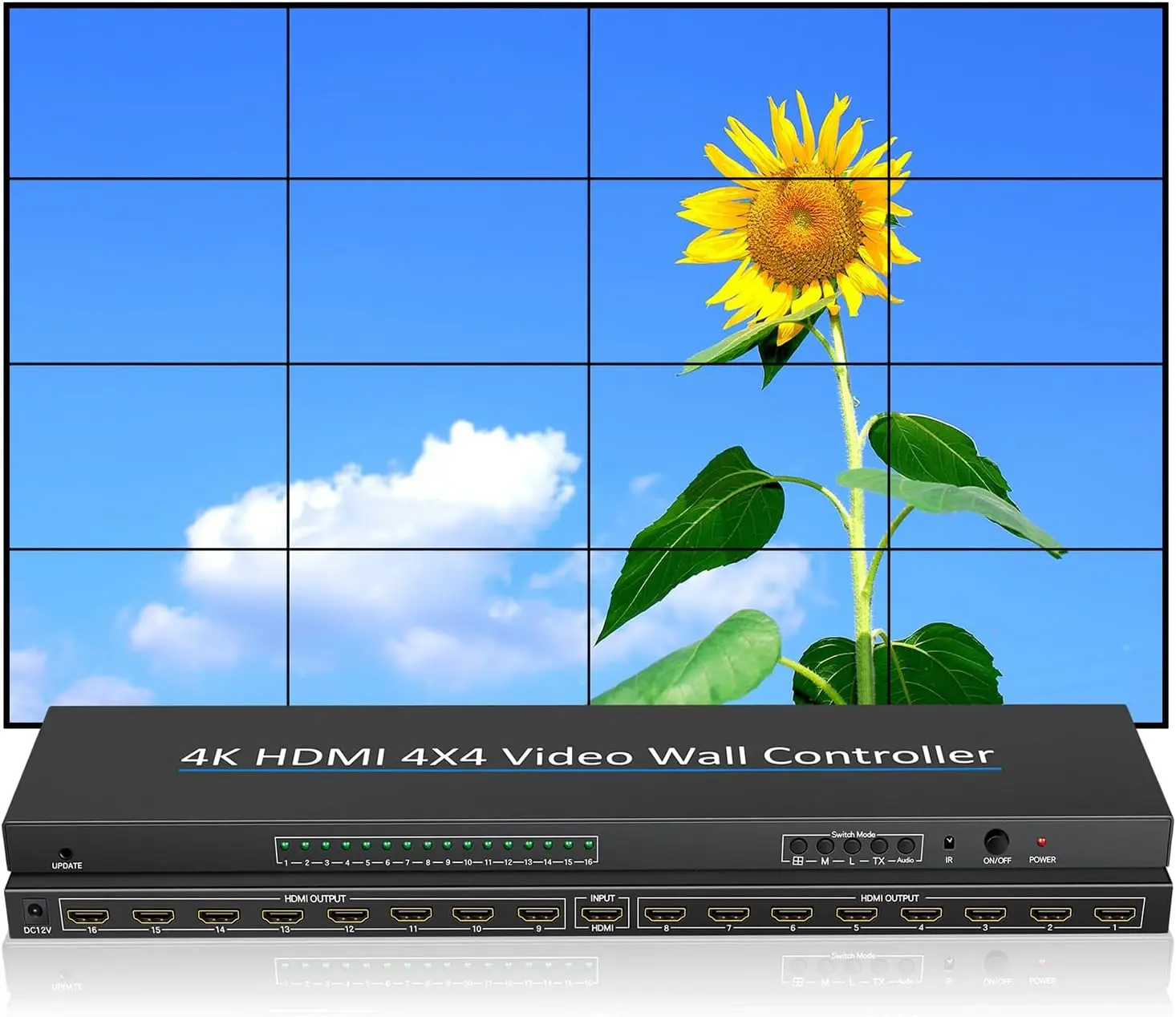 HDMI Video Wall Controller 1920*1080P Image Splicing Controller 1.3 Input 4 HDMI Output Large Dynamic Image Screen