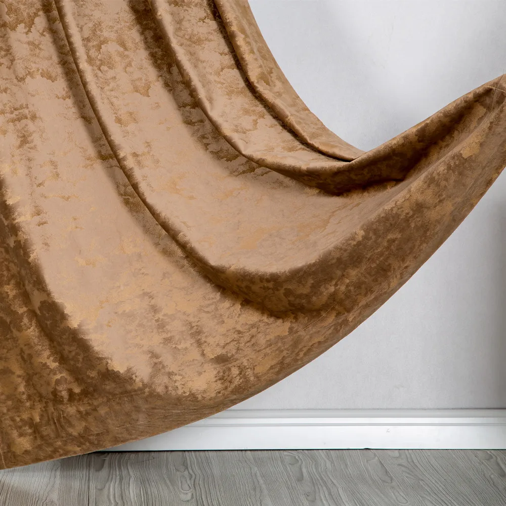Luxury 3D printed gold velvet  thermal properties keeps warm noise reduction with 8 eyelets cortinas blackout for bedroom