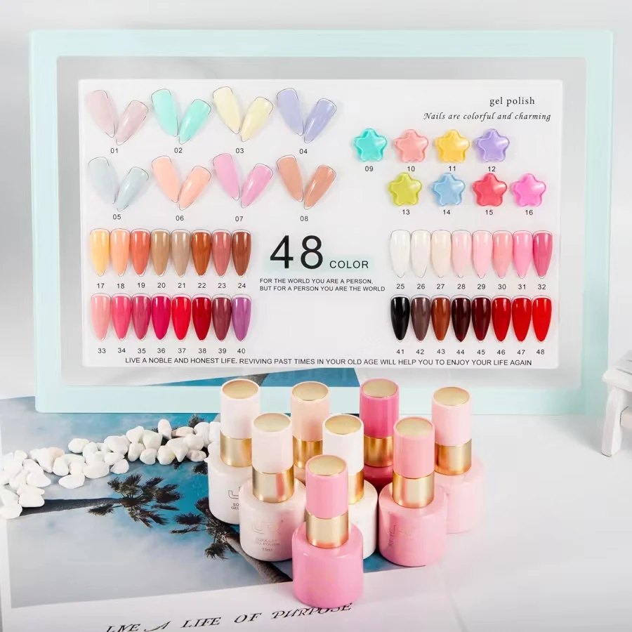 2024 hot sell OEM JR brand Nail polish gel UV 48 colors 15ml colorful bottle good quality custom-made nail gel set