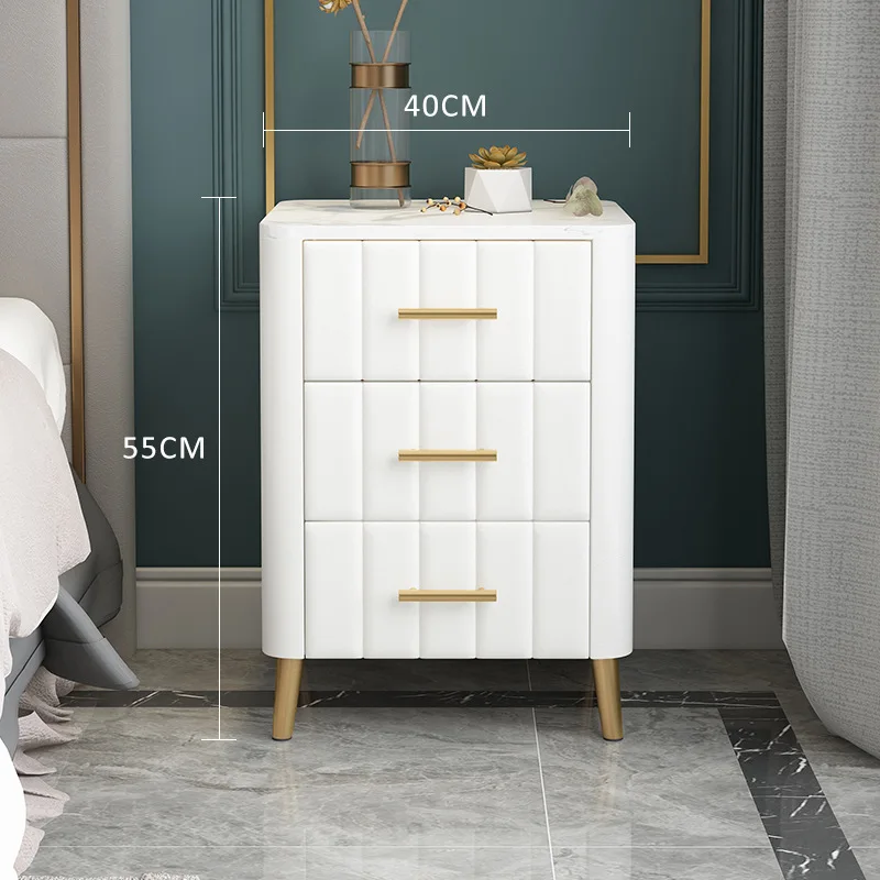 Nordic Design Modern Solid Wood Luxury Bedside Table Nightstand Side Table with 3 Drawer