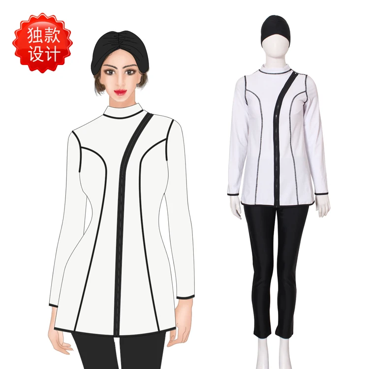 Angle Luna 2022 New lady gentle black and white stitching Muslim new custom