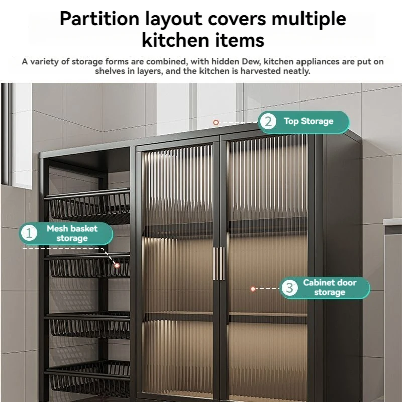 Small stainless steel kitchen storage shelf drain tableware rack desktop cabinet with door tableware storage holders& racks