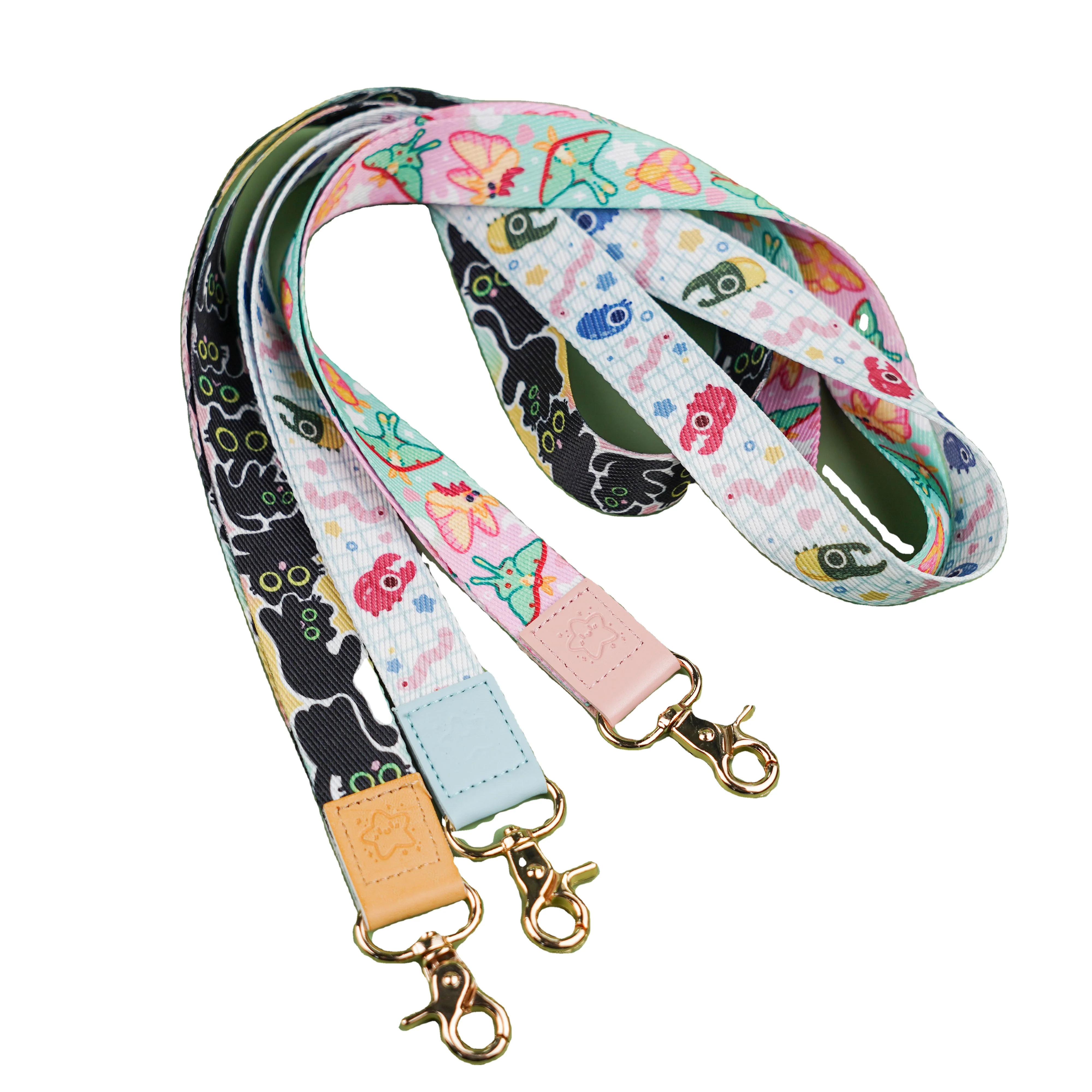 Custom Polyester Keychain Leather Lanyards Short Wrist Strap Lanyard