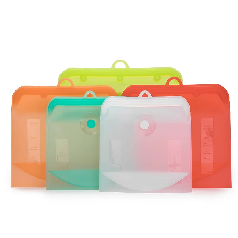 China High Quality 100% Reusable Silicone Food Bag Food Storage Bag Set For Kitchen Use