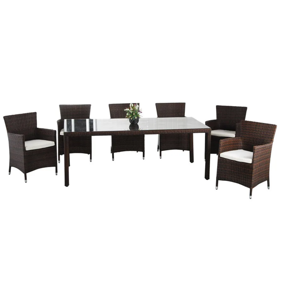 Wuyi Sailing 7PCS Patio Garden PE Rattan Dinning Set Outdoor Wicker Furniture Table Garden Sets