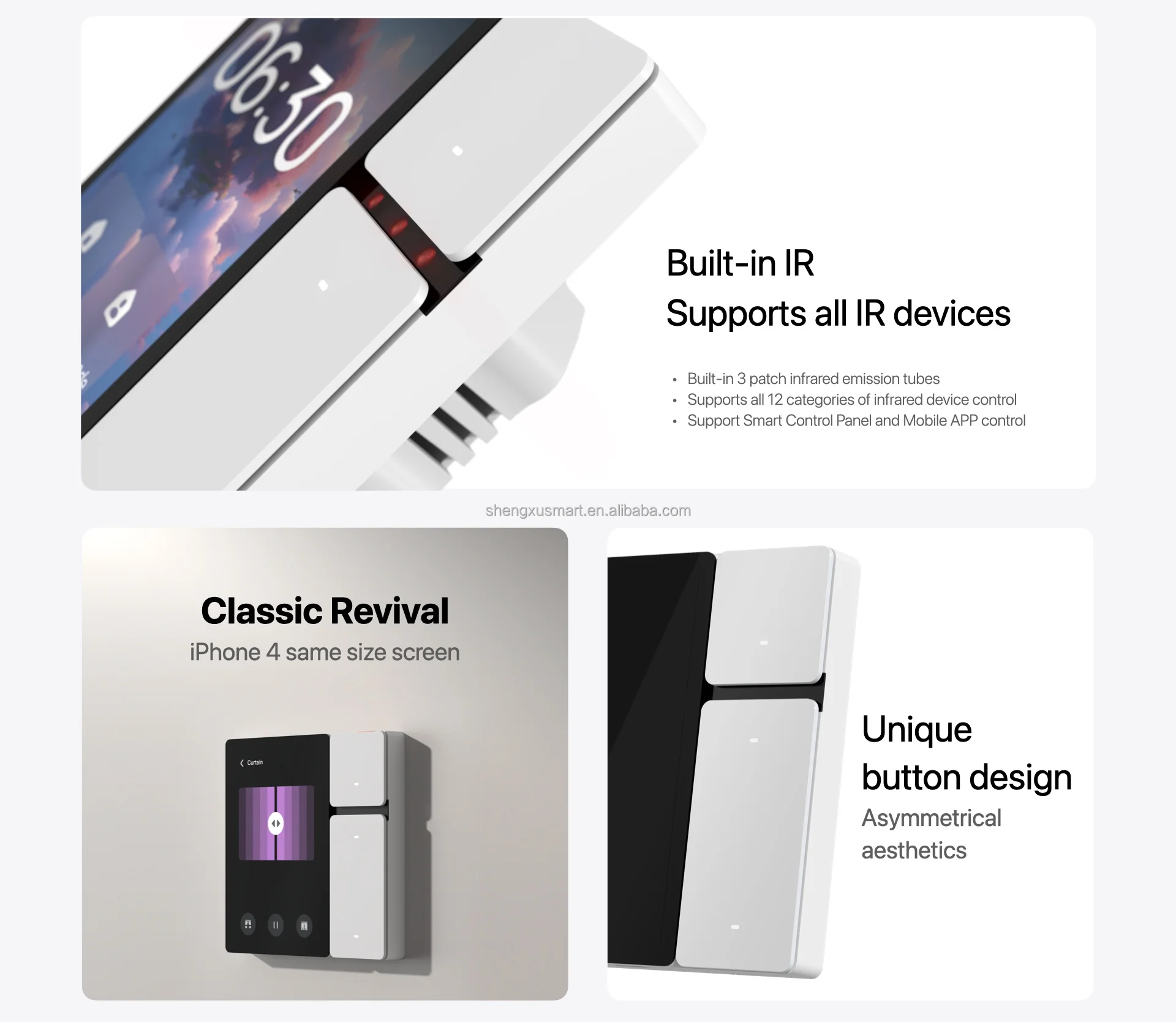 2024 3.5 Inch Touch Screen Wall Light Switches 3 Gang Relay Tuya APP 3-Way Home smart life Remotr control
