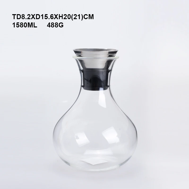 Round shape best-selling 1580ml glass water pitcher with SS lid