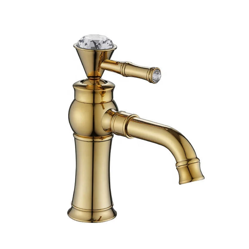 
 Роскошный Золотой смеситель для ванной HUADIAO, смеситель для раковины, художественный латунный Смеситель для раковины в холодной и горячей воде  