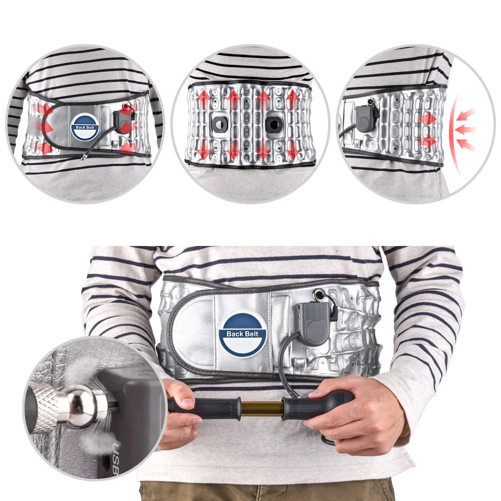 Rechargeable Electric Hot Compress Vibration Back Massager Far Infrared Heating Inflatable Waist Massage Belt