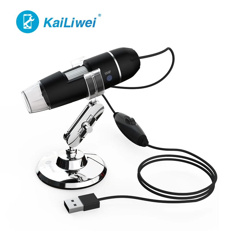  Kailiwei 1000X High Resolution Portable LED Adjustable Brightness Continuous Zoom USB Digital Microscope for repair