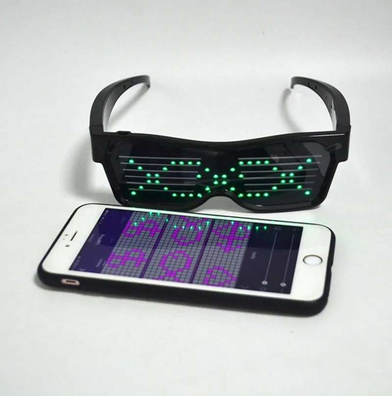Logo customized Light up party programmable Neon USB rechargeable app magic led glasses with blue tooth