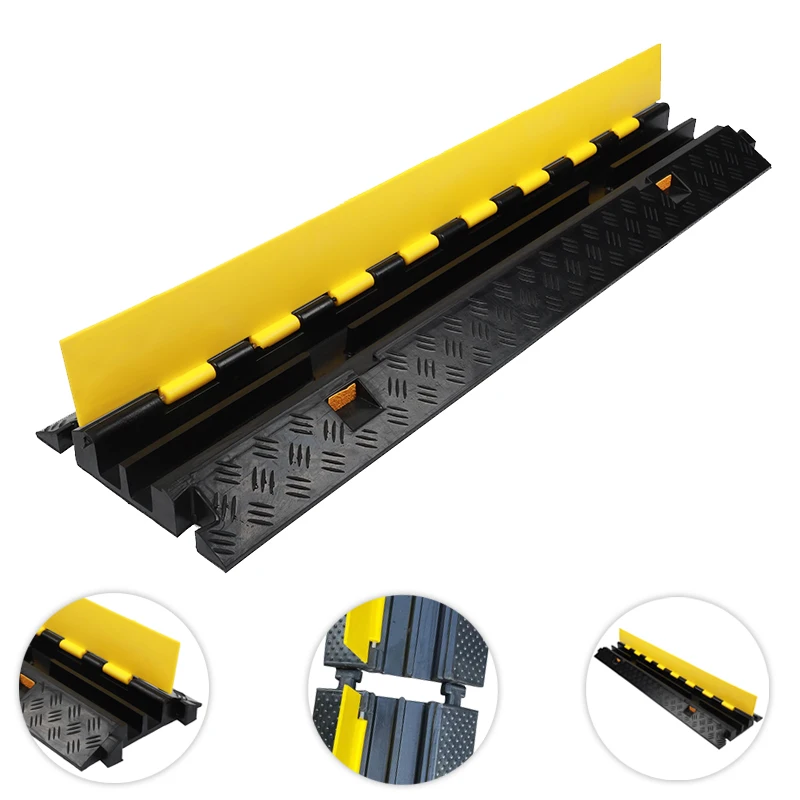 Rubber Wire Floor Cover Safety Cable Ramp 2 Channel Cable Protector