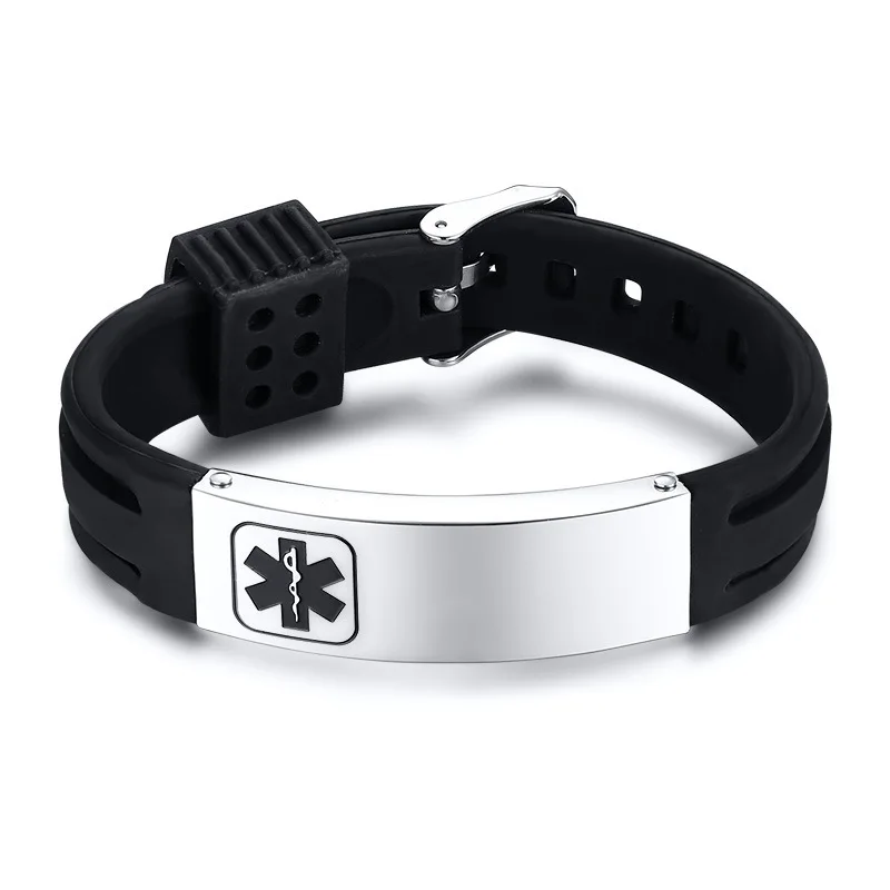 Emergency Bracelet Wristband Awareness Allergy First Aid Stainless Steel Jewelry