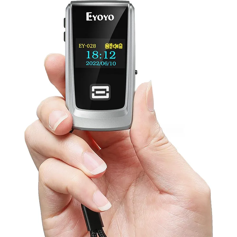 Eyoyo Mini Portable Wireless Bluetooth 1D 2D QR Code Reader Barcode Scanner with LCD Display for Library Inventory