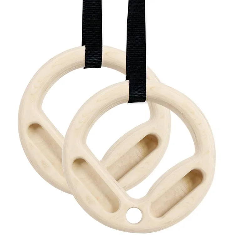 Adjustable Climbing Training Fingerboard Wooden Gym Rings Carabiner Gymnastic Rings