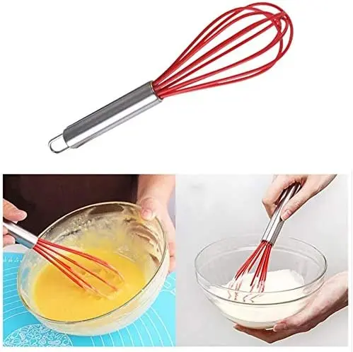 Kitchen Practical Sturdy Silicone Egg Whisk,Stainless steel egg beater cream mixer