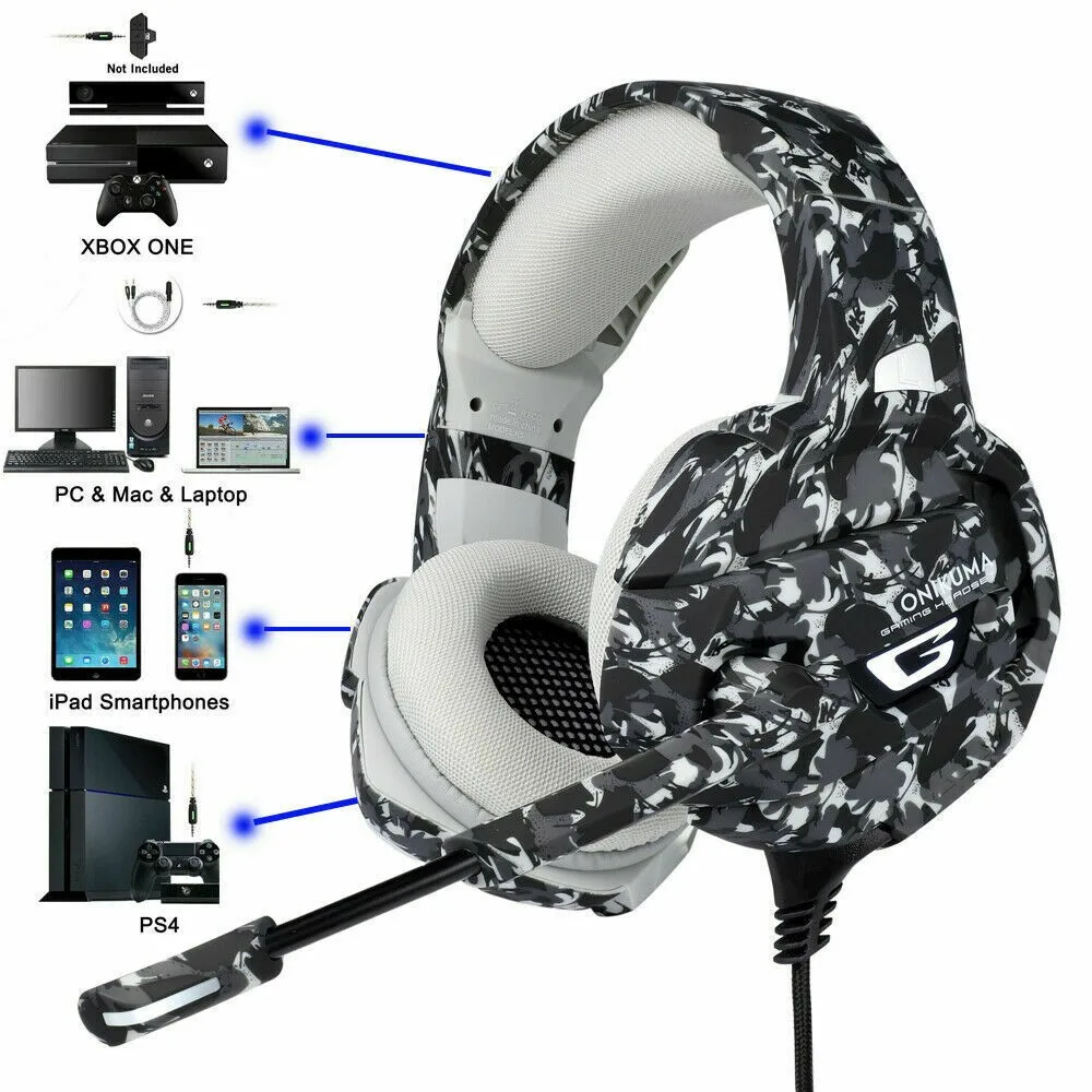 Dropshipping Onikuma Hot Selling k5 Army Camouflage Bass Surround Sound Gaming Headset