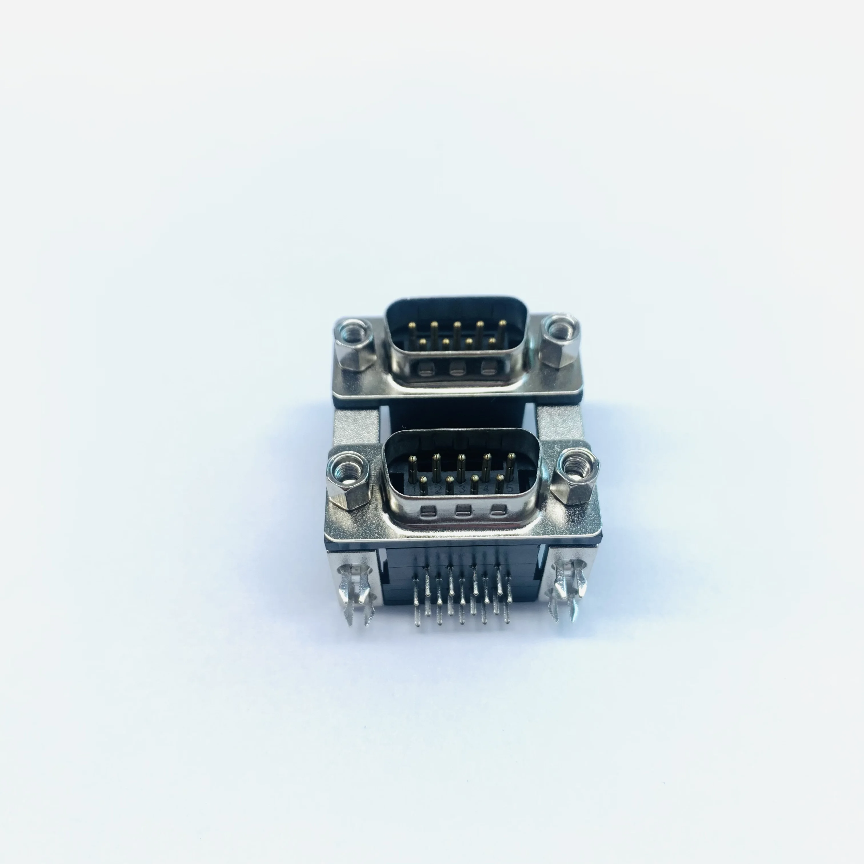 Customized Double layer VGA computer connector 22 pin connector Male to male riveting screw PBT dual port DB9 connector