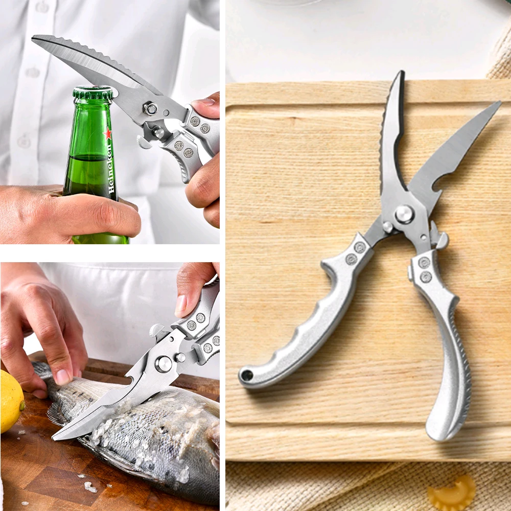 Smartpan Kitchen Multifunctional Scraping Bottle Opener Chicken Boning Meat Steel Bone Cutting Scissors