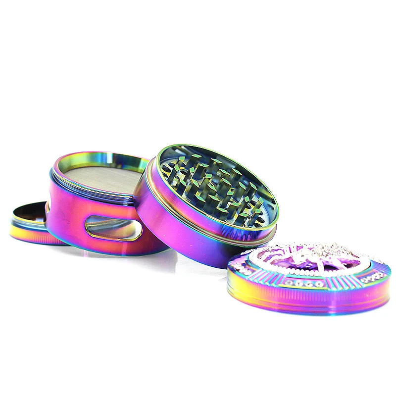 
New popular product 63MM Diamond 3D Colorful Metal Stone Weed Crusher 