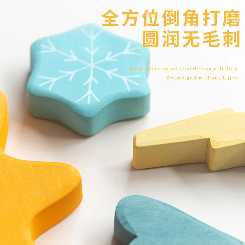 Kids Wooden Toys Weather Stacker Blocks Baby Creative Cloud Snow Sun Lightning Droplet Block Educational Toy